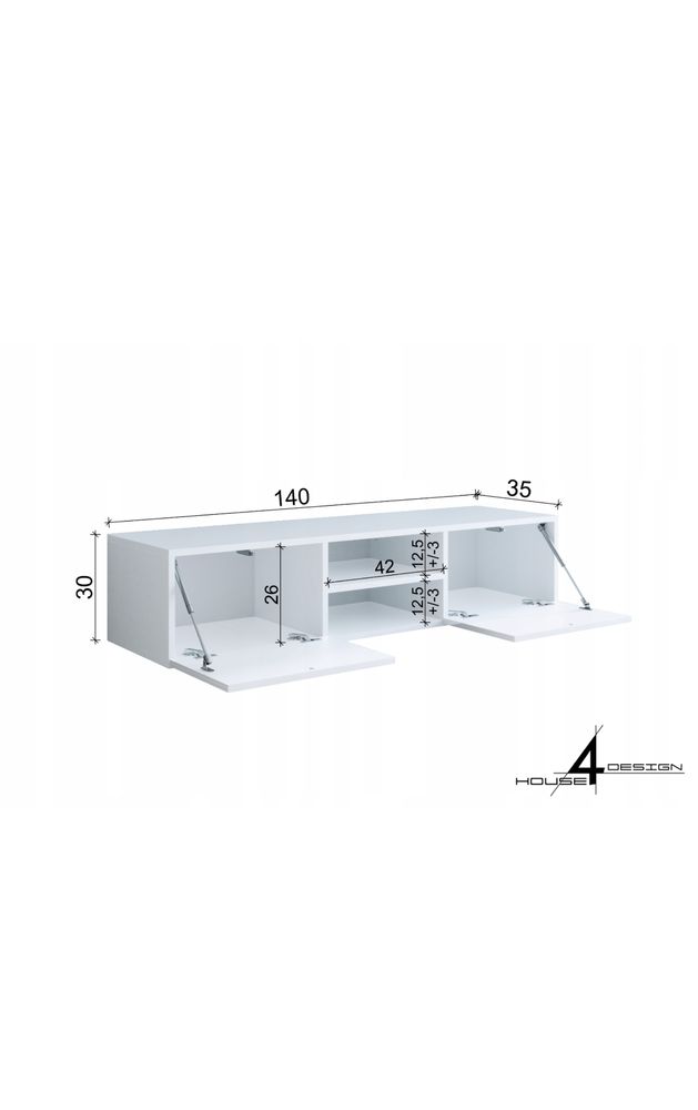 Szafka RTV Nowa biała mat 140 cm x 30 cm x 35 cm