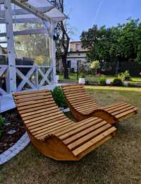 Leżaki ogrodowe drewniane,duże, złoty dąb, fotele bujane- Łódź