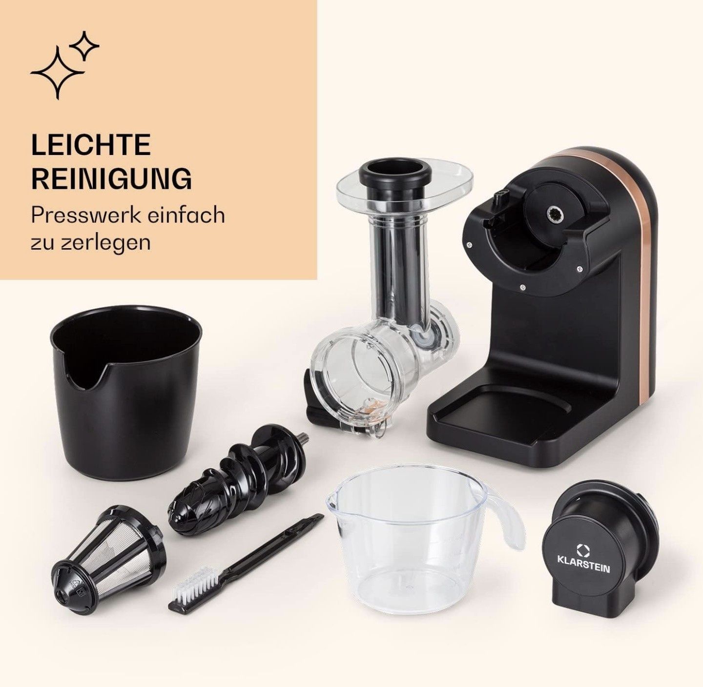 Sokowirówka Wyciskarka wolnoobrotowa bez BPA Klarstein Bella Elegance