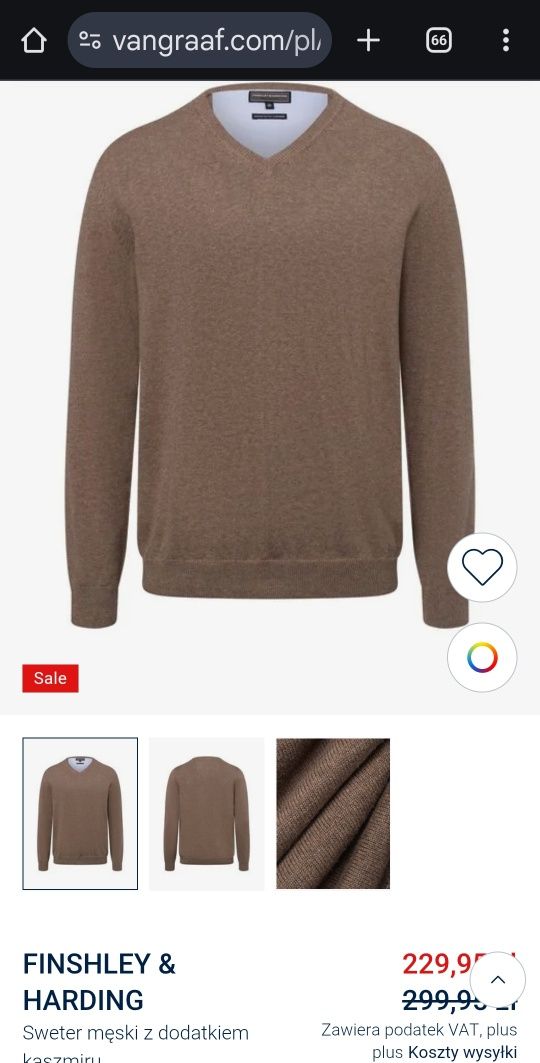 Sweter z kaszmirem Finshley & Harding rozm. XL (54)