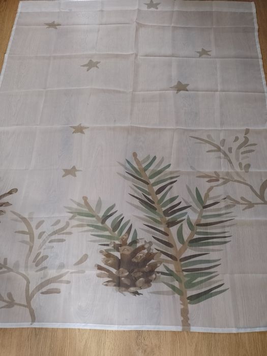 2 firany zimowe gałązki gwiazdki 133x164 cm