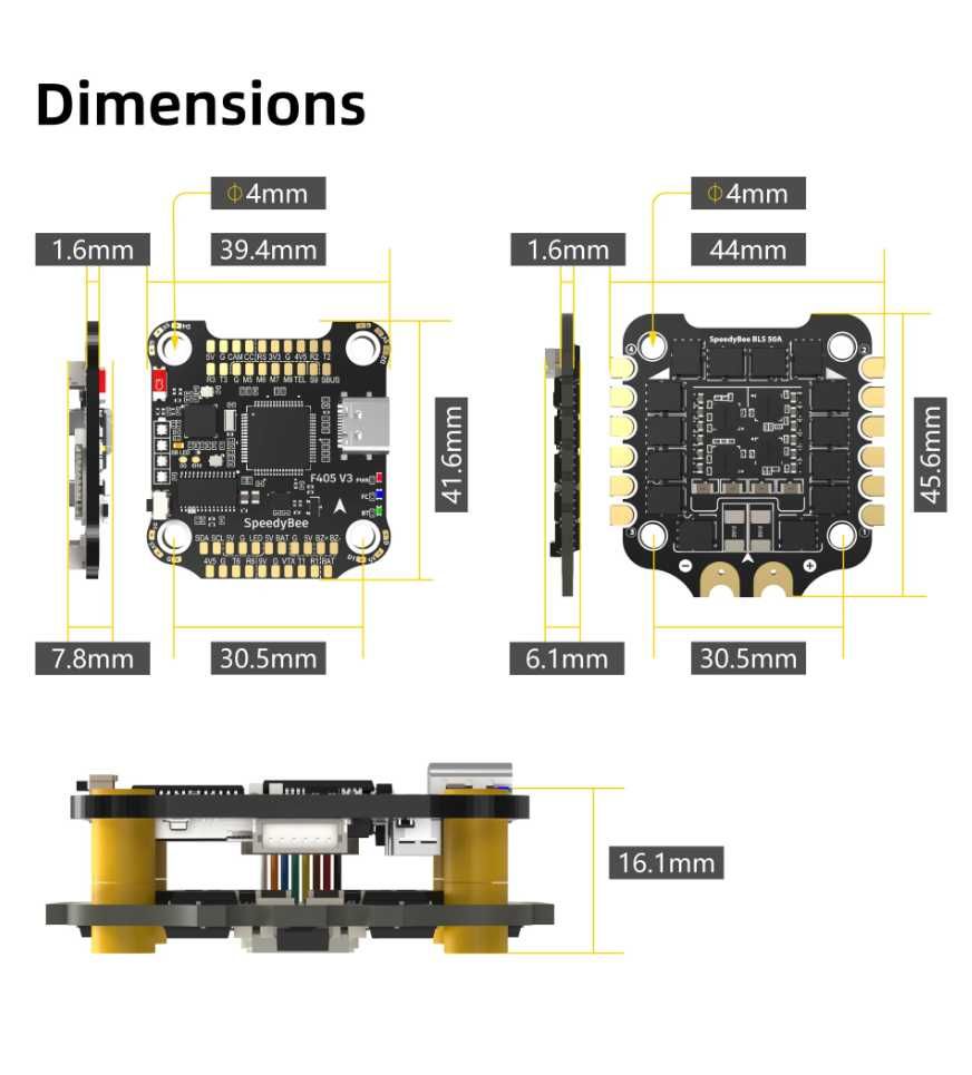 Польотний контроллер стек SpeedyBee F405 V3 50A 30X30 FC+ESC FPV Stack