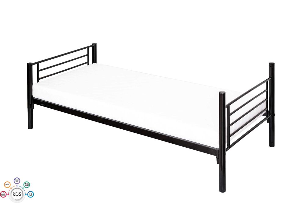 Łóżko metalowe pojedyncze z MATERACEM Łóżka WOJSKOWE hotelowe 90x200