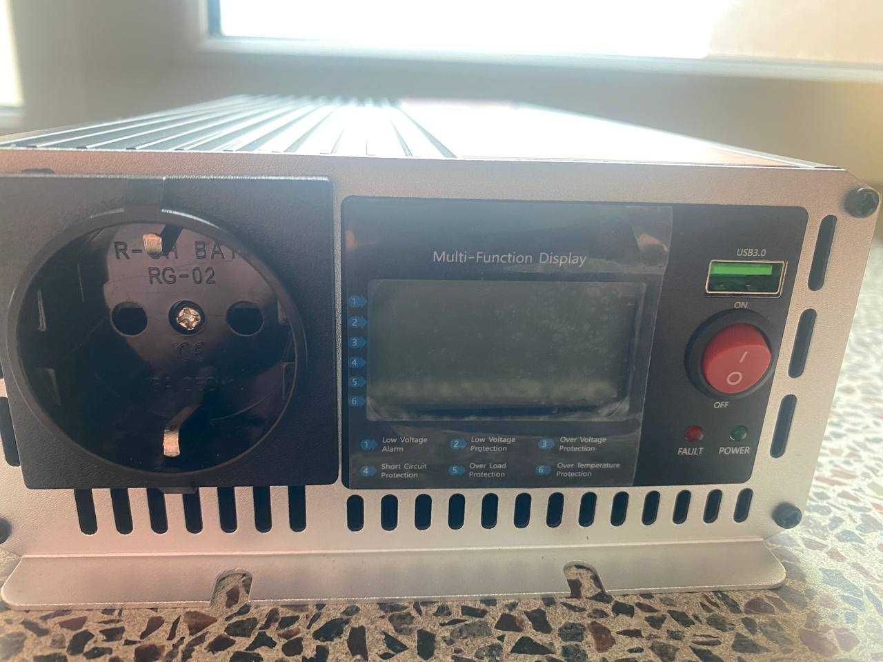 Інвертор  з пультом 12В HOULI 220v max 3000W Чистий синус !