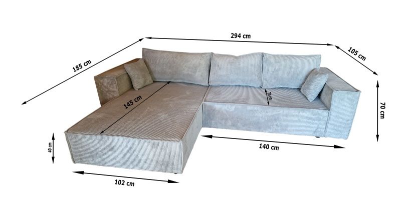 Naroznik Loft XL Sztruks 294x185 Nowy