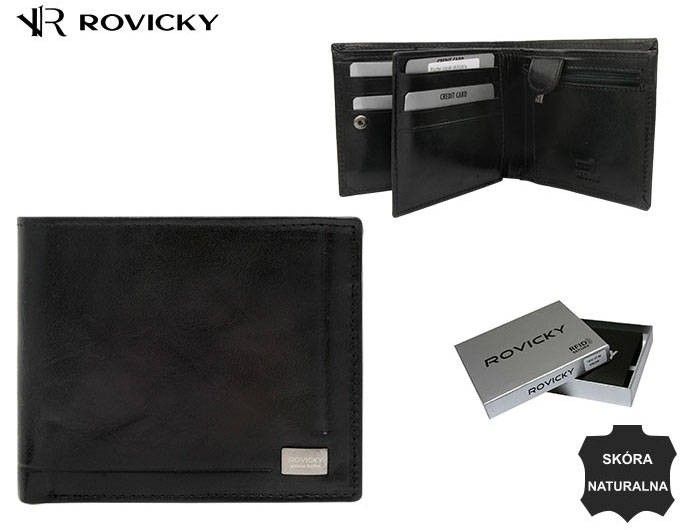 klasyczny, elegancki portfel męski ze skóry naturalnej - rovicky