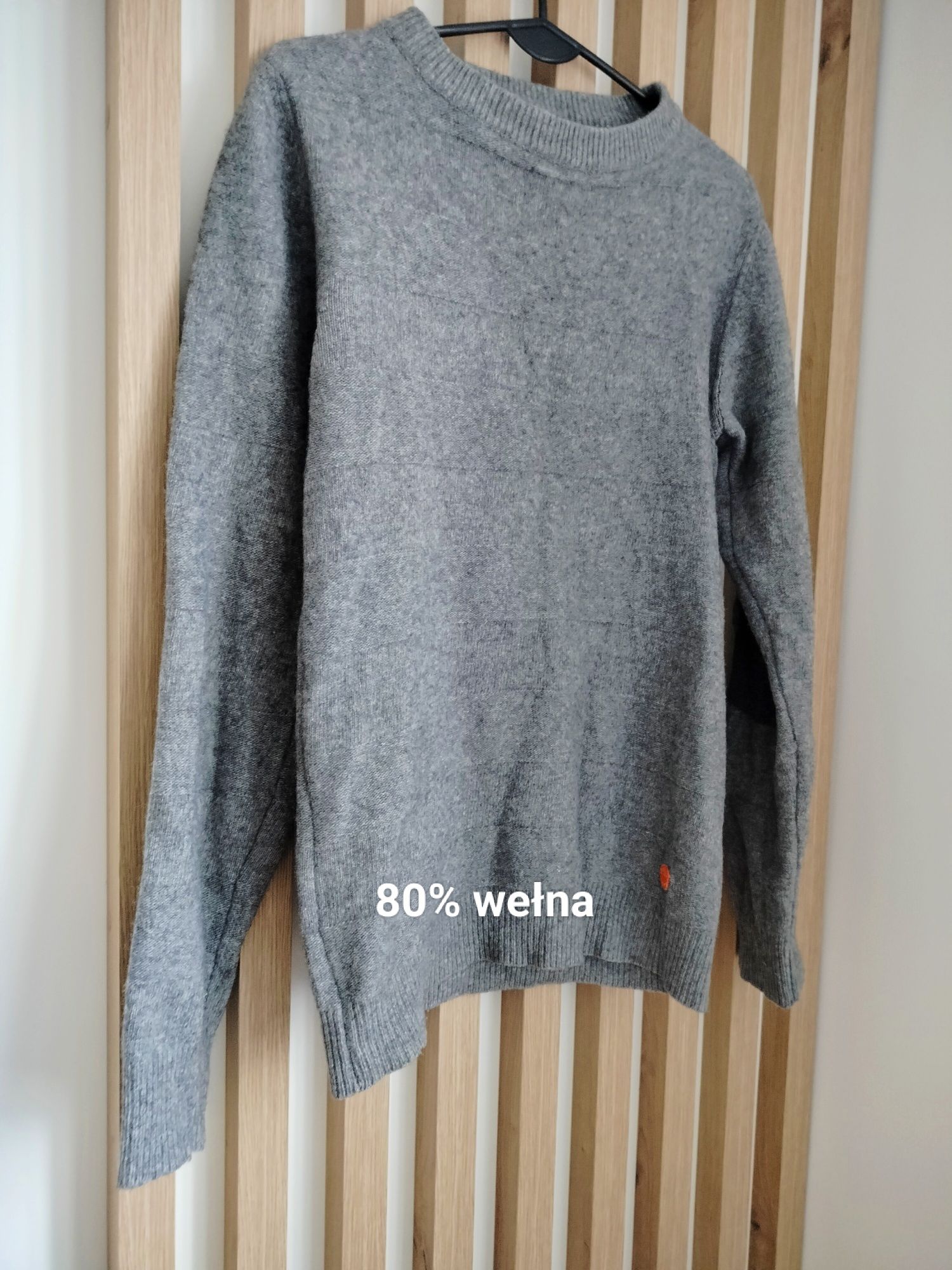 Szary męski sweter sweterek wełniany wełna