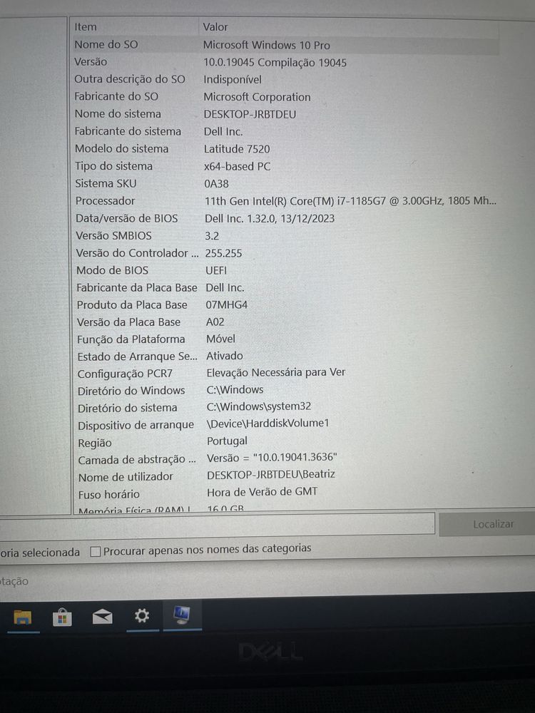 Portátil Dell Latitude 7520