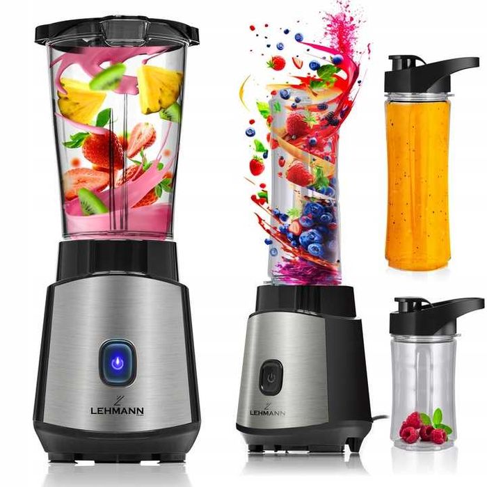 Blender Kielichowy 1200W Do Koktajli Smoothie Kruszenie Lodu 2x Bidon