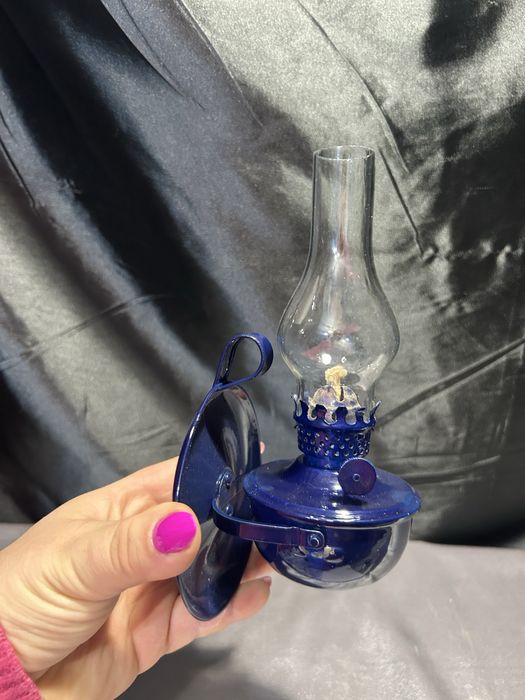 Lampa Naftowa Jak Kaganek, Granatowa, Sprawna
