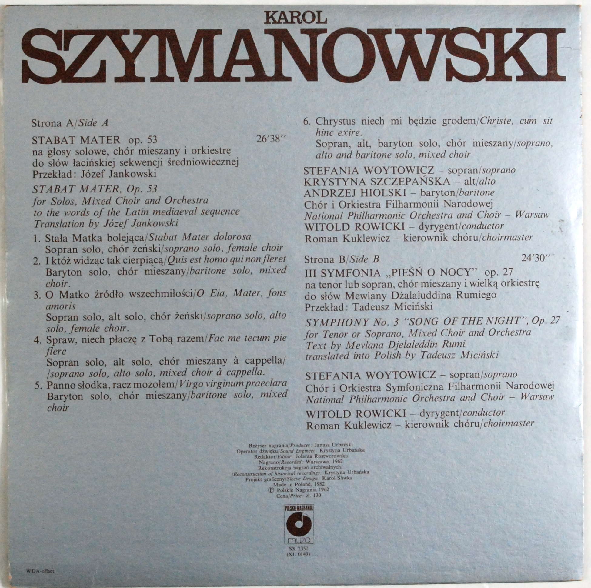 K. Szymanowski - Stabat Mater Symphony No. 3 s.EX-