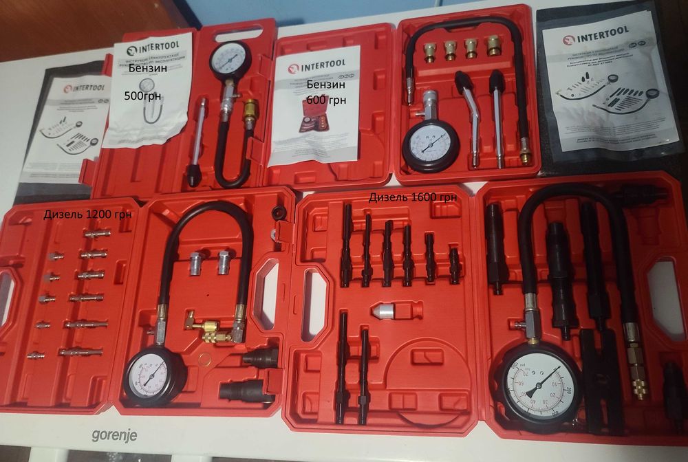 Компресометр бензинових INTERTOOL AT-4004 та АТ-4003 для дизельних