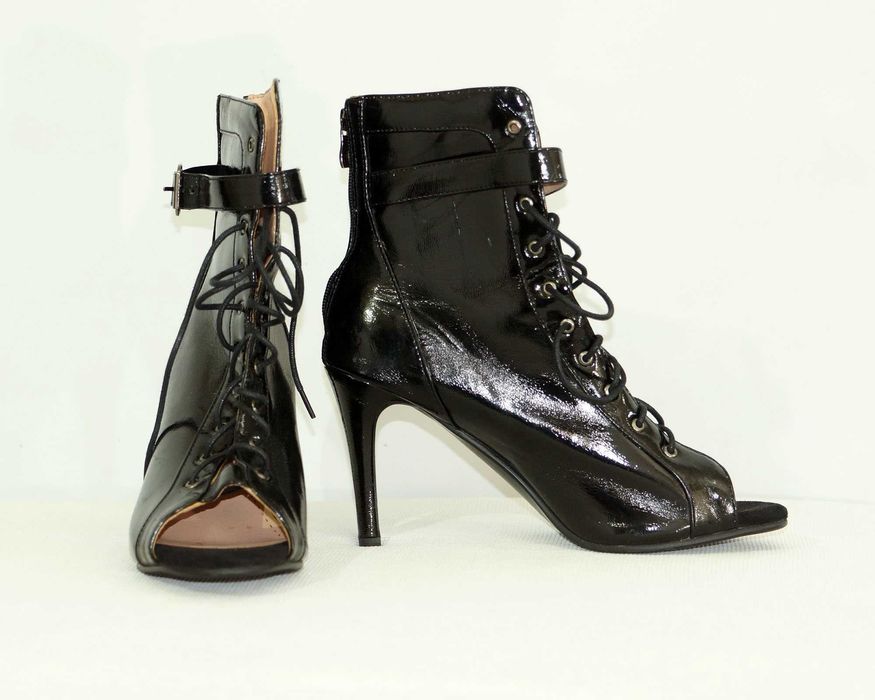 Pole dance ботільони Стілето лакова чорна шкіра, 
розмір EU 40