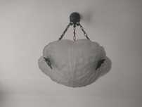 Lustre Lalique art deco, em cristal, com pega em cobre.