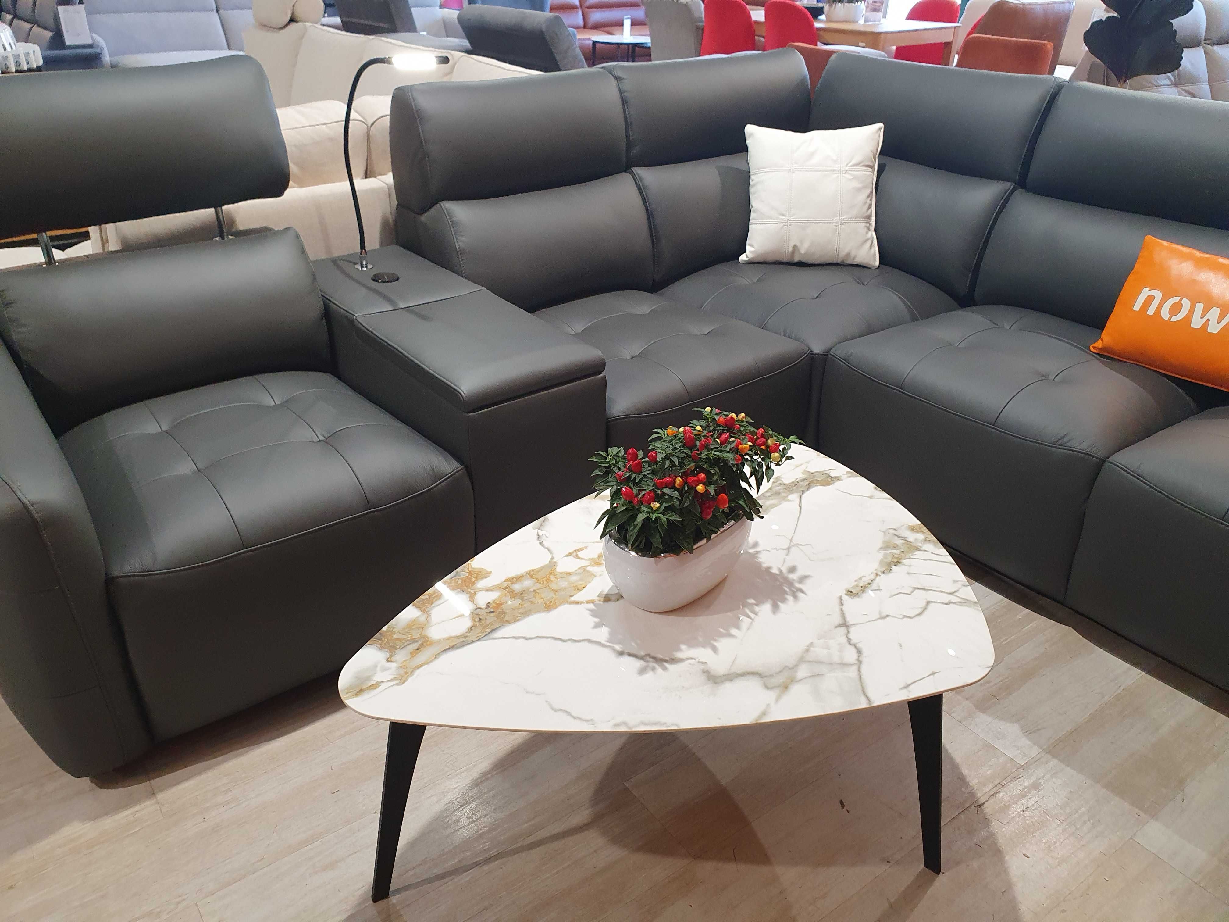 Narożnik z funkcją  DAVOS skóra PRESTIGE+Bydgoskie Meble Promocja 20%