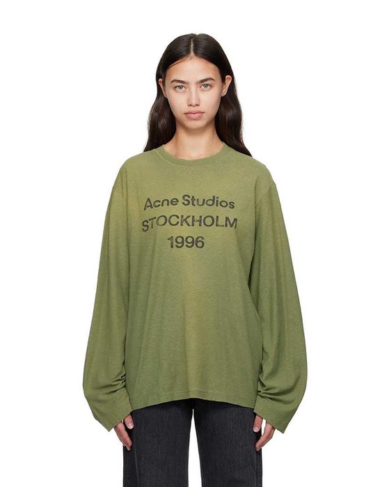 Лонгслів Acne Studios Stamp Logo Long Sleeve Olive Green