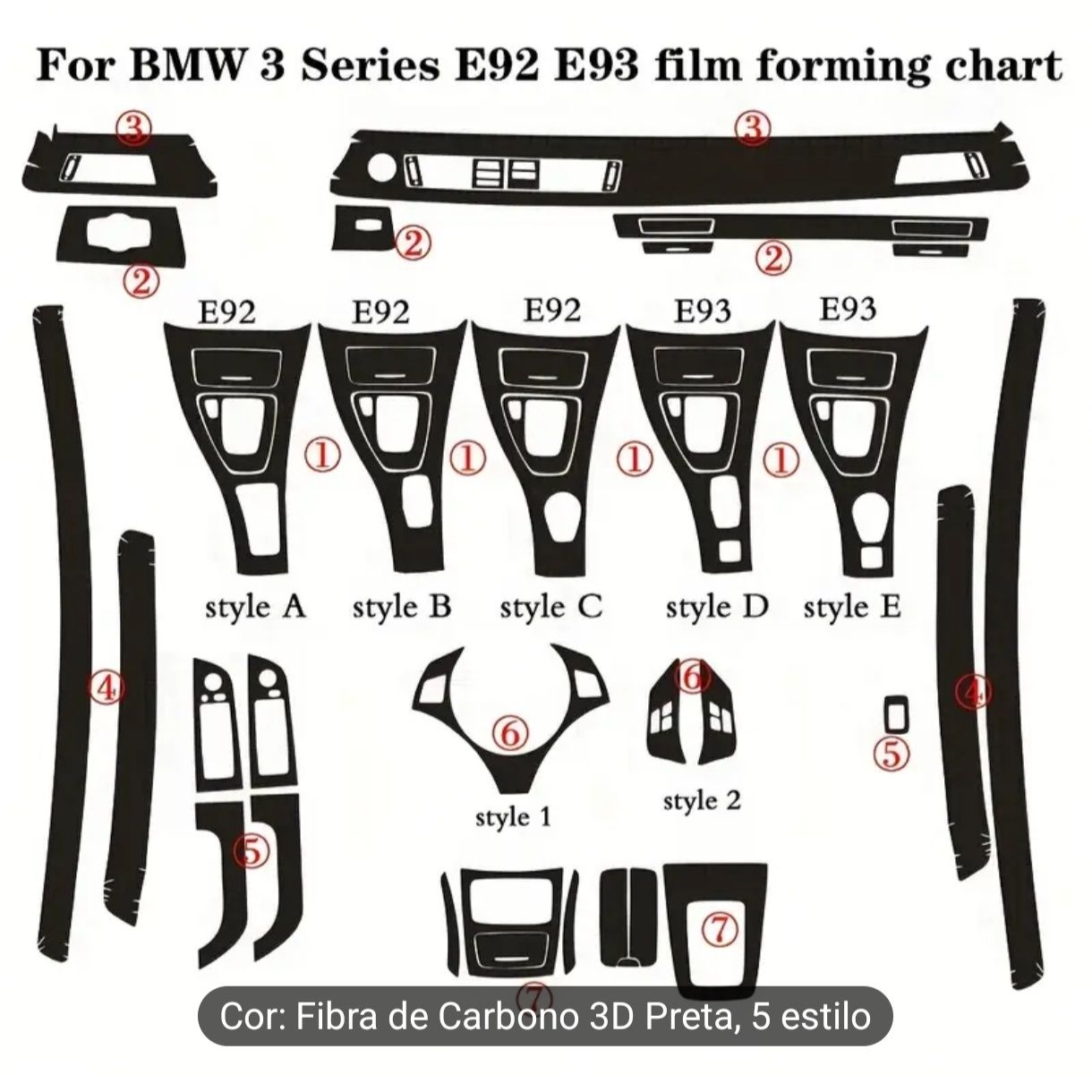 Kit autocolante interior carbono BMWE90 l E92 l E93
