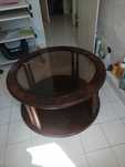 Mesa de Sala, base em madeira e topo em vidro