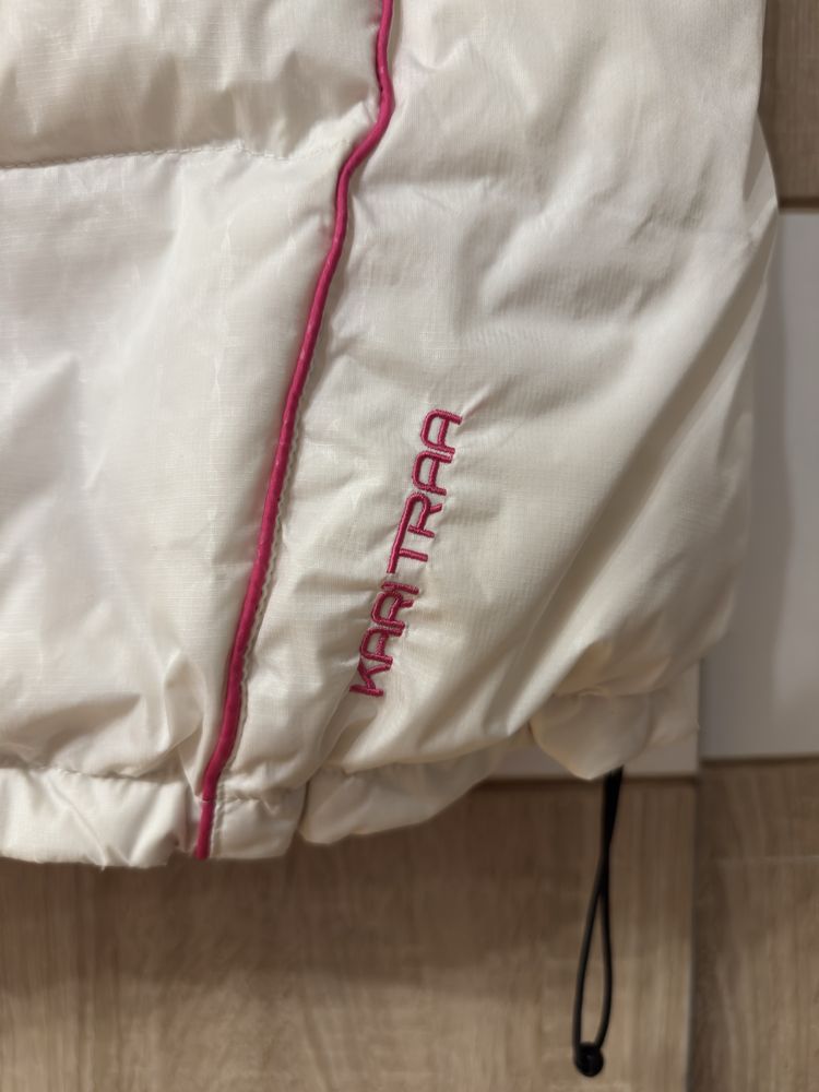 Bezrękawnik KariTraa XL damski kremowy jasny plus size puchowa logo