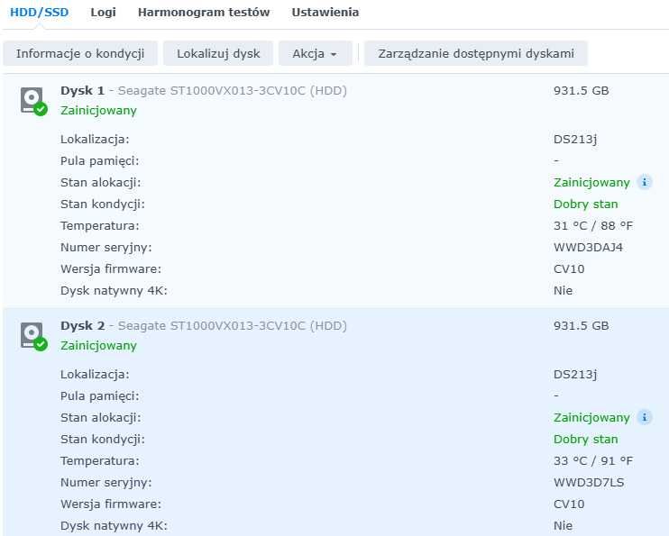 Synology serwer NAS dwudyskowy DiskStation DS213j