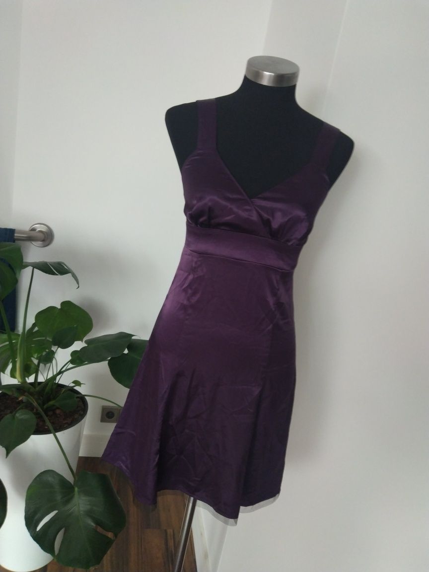 Bonprix nowa fioletowa sukienka na okazję XS 34 b.p.c.