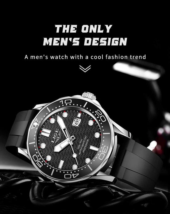 Zegarek męski sportowy styl nurka mocna luma datownik box