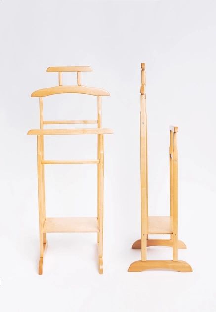 Вішалка - плечики підлогова подвійна з полицею з натурального дерева