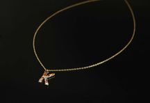 Złoto 585-złoty łańcuszek damski CELEBRYTKA z literka K