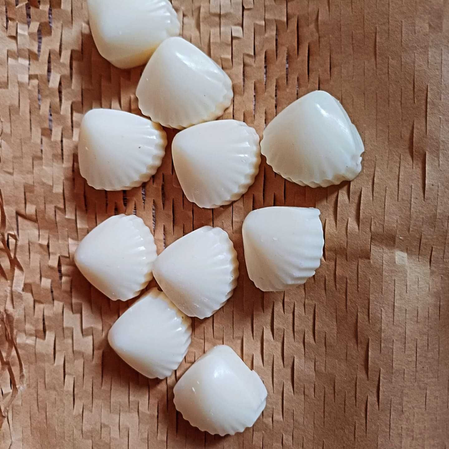 Wosk sojowy do kominka w kształcie muszelek własnej produkcji