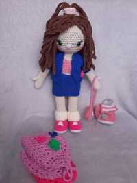 Лялька в'язана м'яка(кукла,куколка) з комплектом одягу та аксесуарів