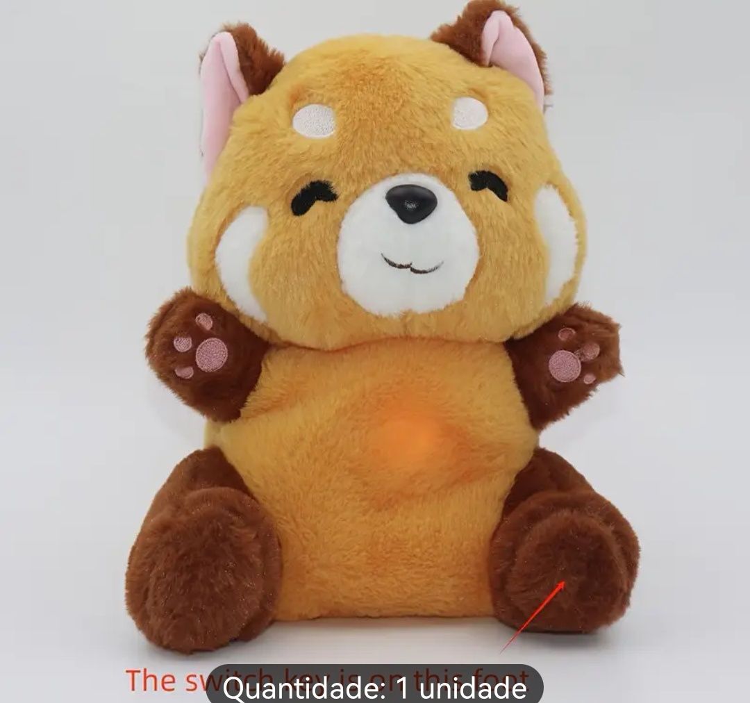 Peluche panda vermelho que respira com sons calmantes