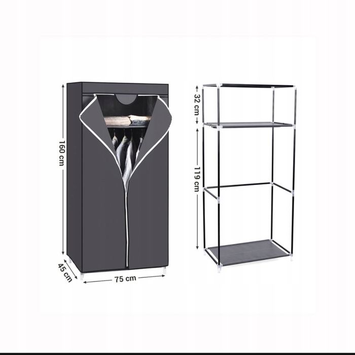 Szafa Songmics 75 x 170 x 45 cm szary