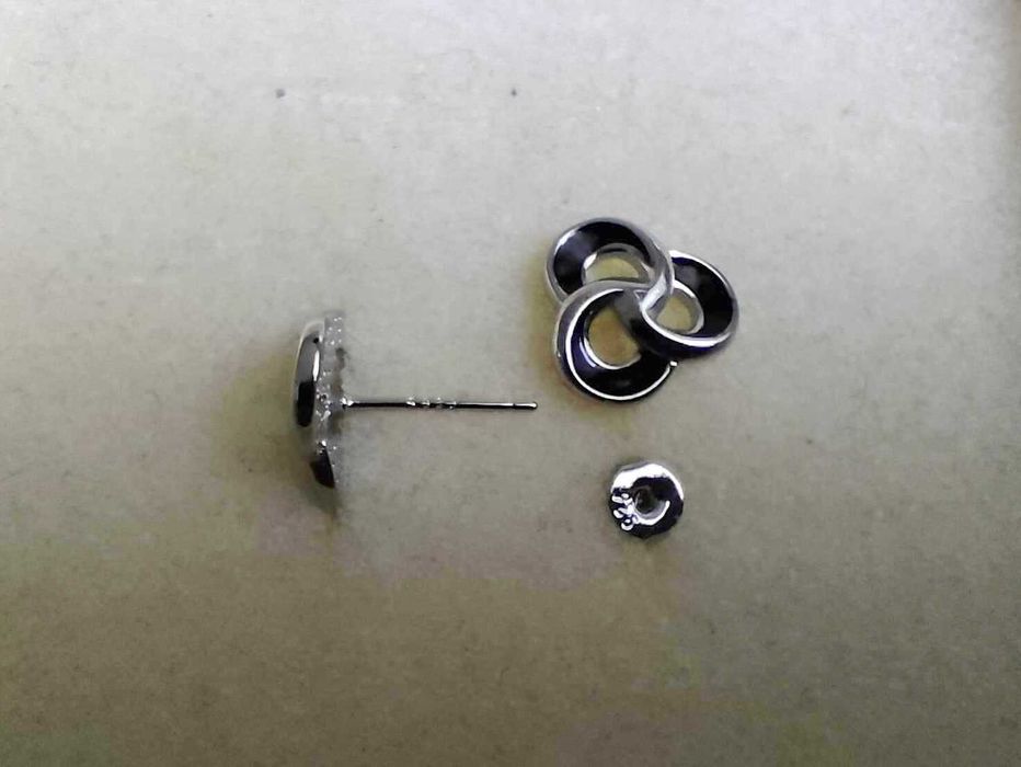 Czarne Zawijasy Srebrne Kolczyki 925 Sztyft