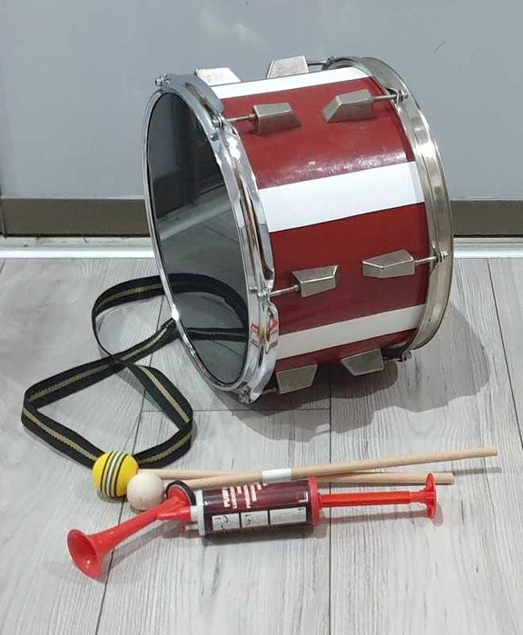 Duży 12 cali głośny bęben do kibicowania biesiada kapela pałki pasek