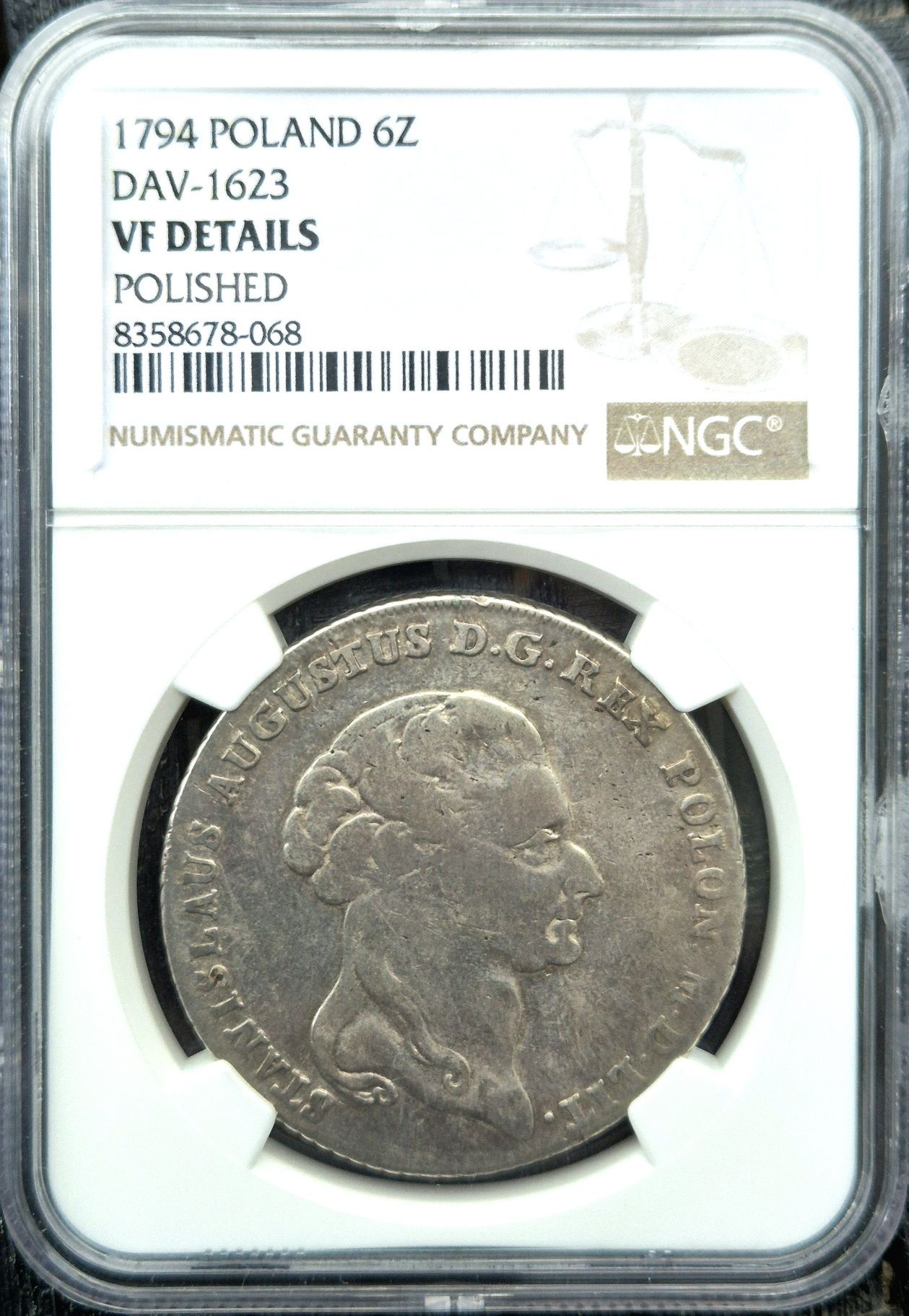 Talar SAP Poniatowski 1794 - 6 złotych - grading NGC