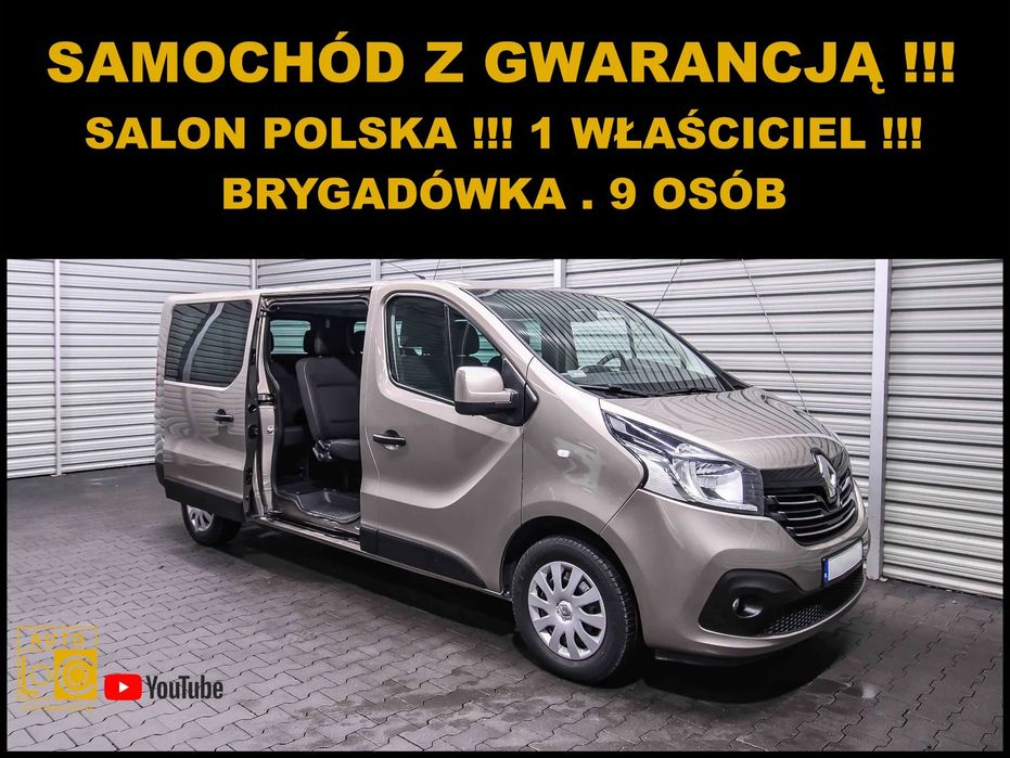 Renault Trafic LONG / L2 + 9 osób + Salon POLSKA + 100% Serwis =BRUTTO VAT 23%