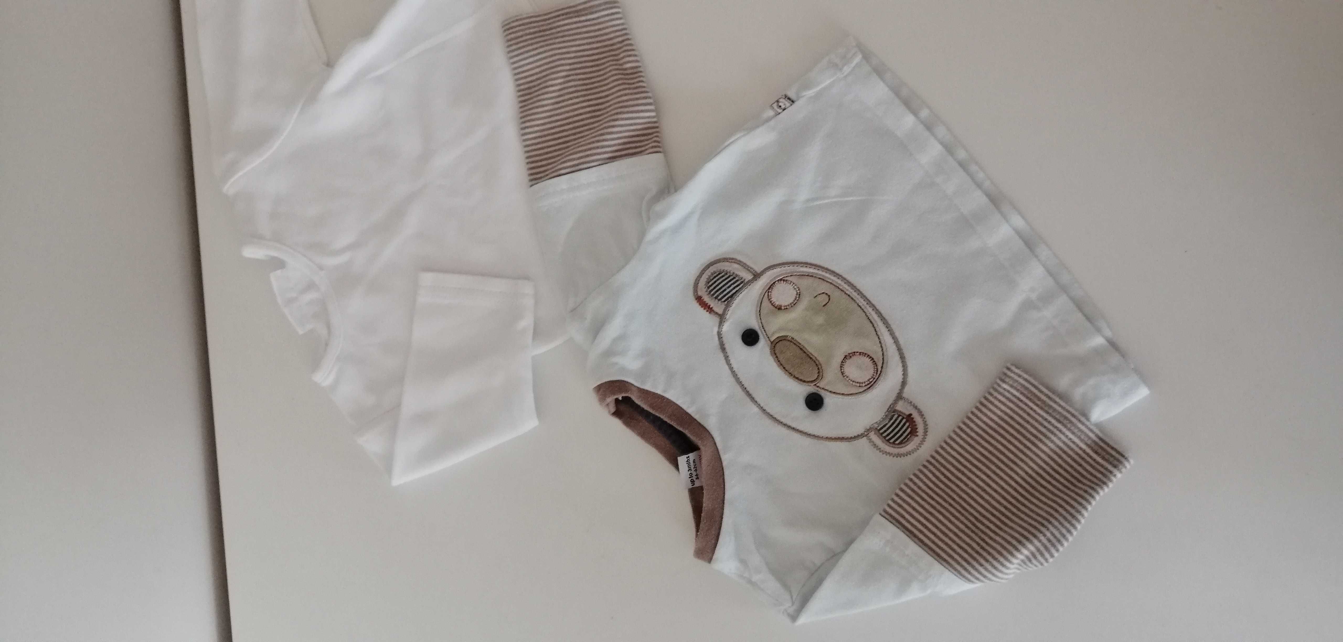 białe bluzki bluzeczki z długim rękawem 56 62cm 0-3mies bluzka biała