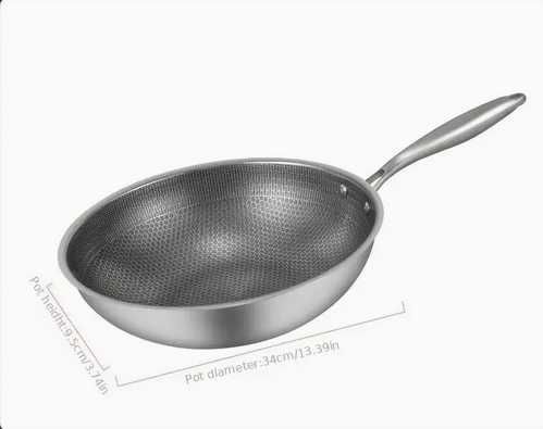 Великий вок з нержавіючої сталі 34, китайська сковорідка 34см вок wok