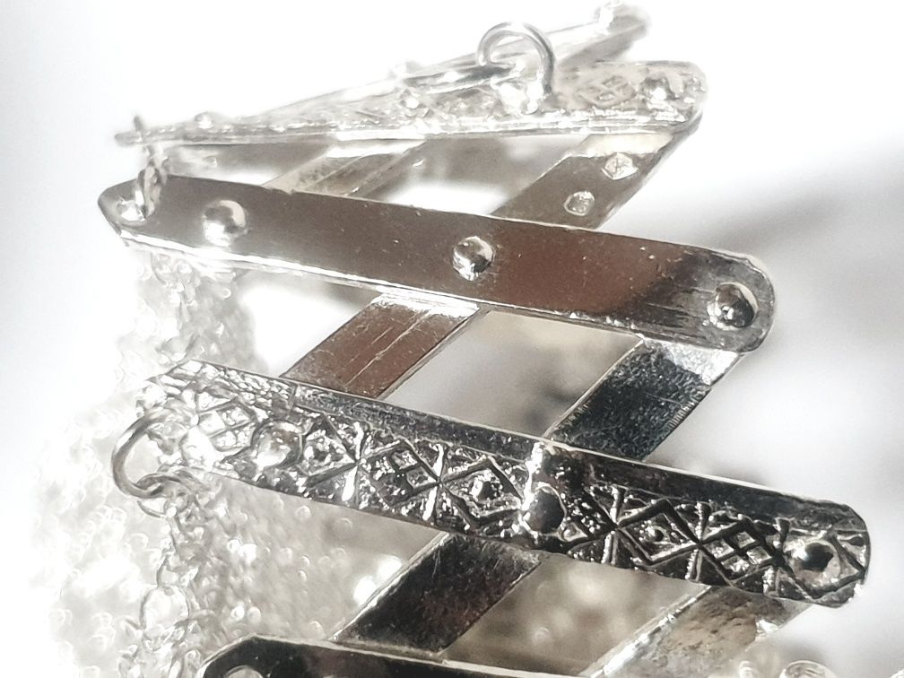 Fantastico porta moedas de malha vintage -prata portuguesa contrastada