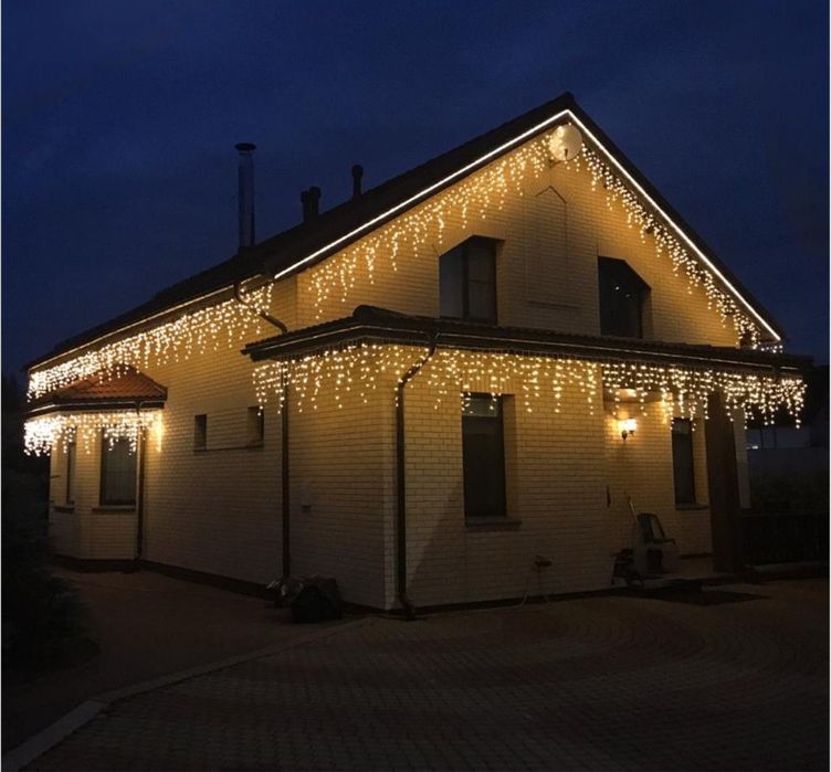 Гірлянда вулична бахрома 5 та 10 м теплий,холодний та синій колір