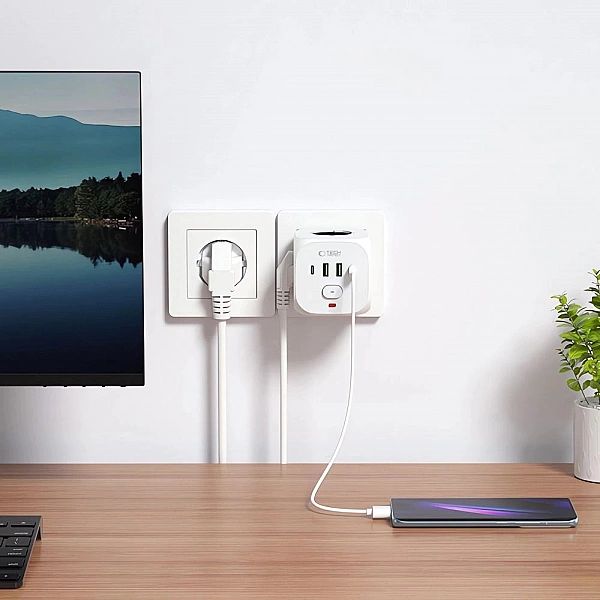 Listwa zasilająca Tech-Protect PCL3x4, 2x USB-A, 2x USB-C, 3x AC Typ S