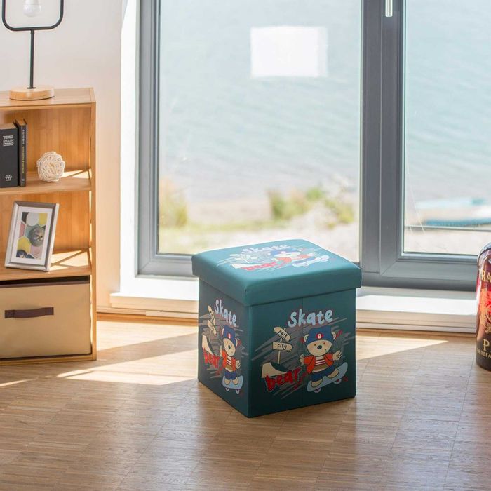 Relaxdays Pufa pudełko do siedzenia przechowywania dla dzieci składana