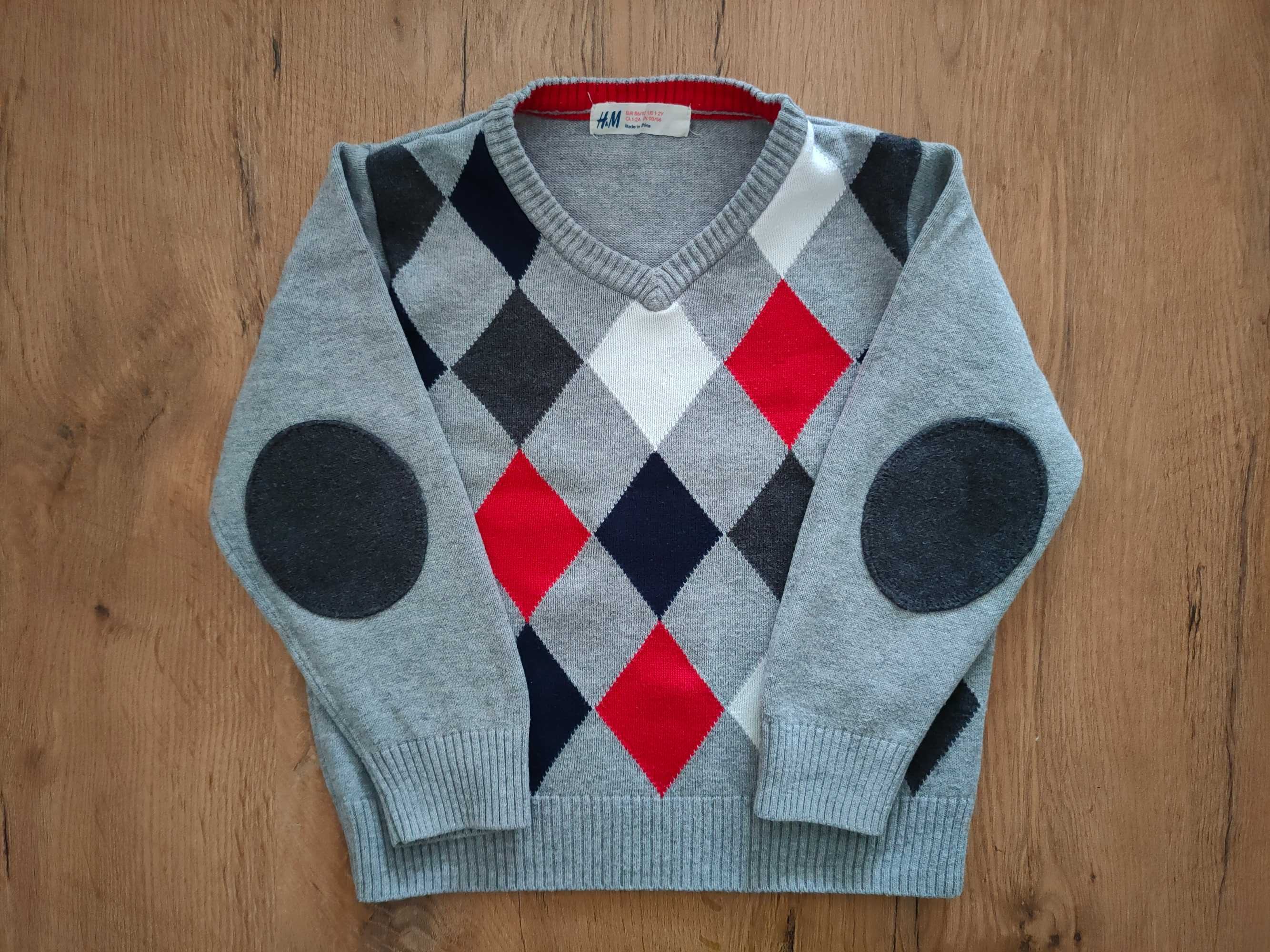 Sweter H&M 86 - 92 w romby świąteczny