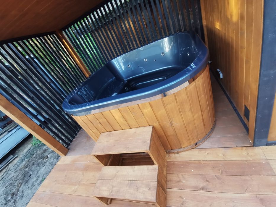 Sauna Ogrodowa Premium z tarasem,wiatą  6,5x2m Piec Sterownik Hit