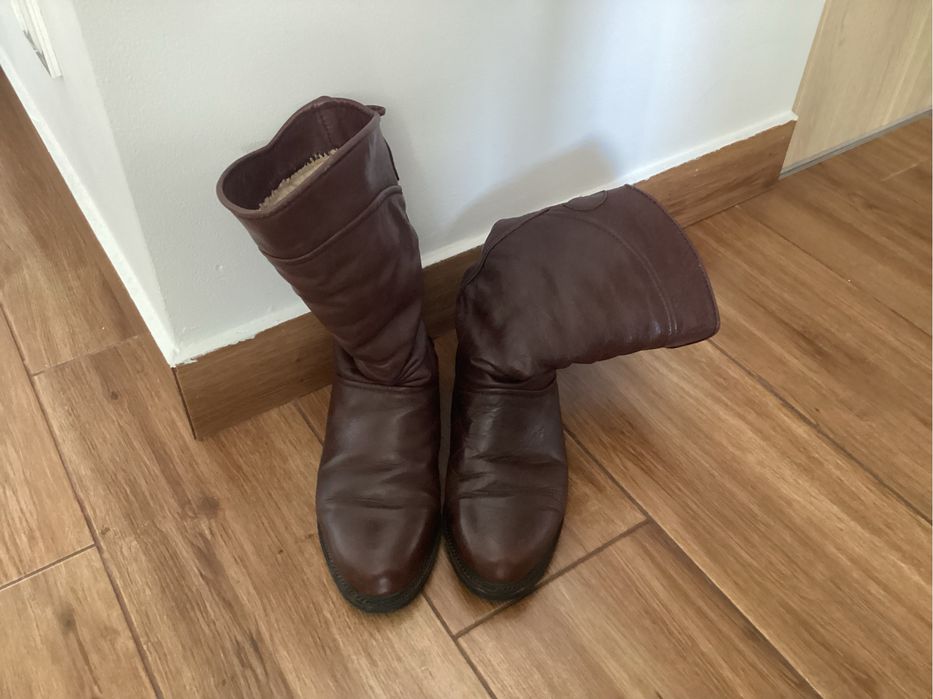 Kozaki damskie ocieplane skorzane / kowbojki - Made In Italy rozm 4/37