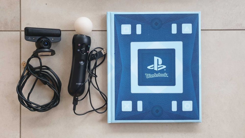 Kontroler Ruchu Move Sony PS3 + Wonderbook Kamera + 2 GRY