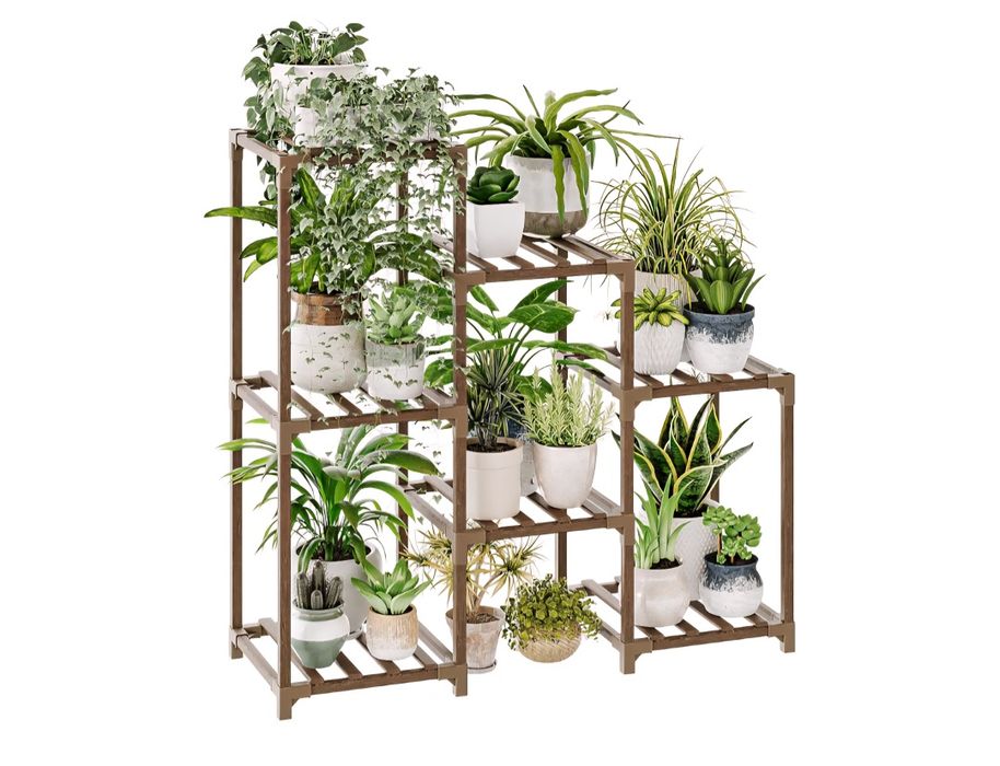 Stojak na kwiaty doniczkowe - drewno eukaliptusowe