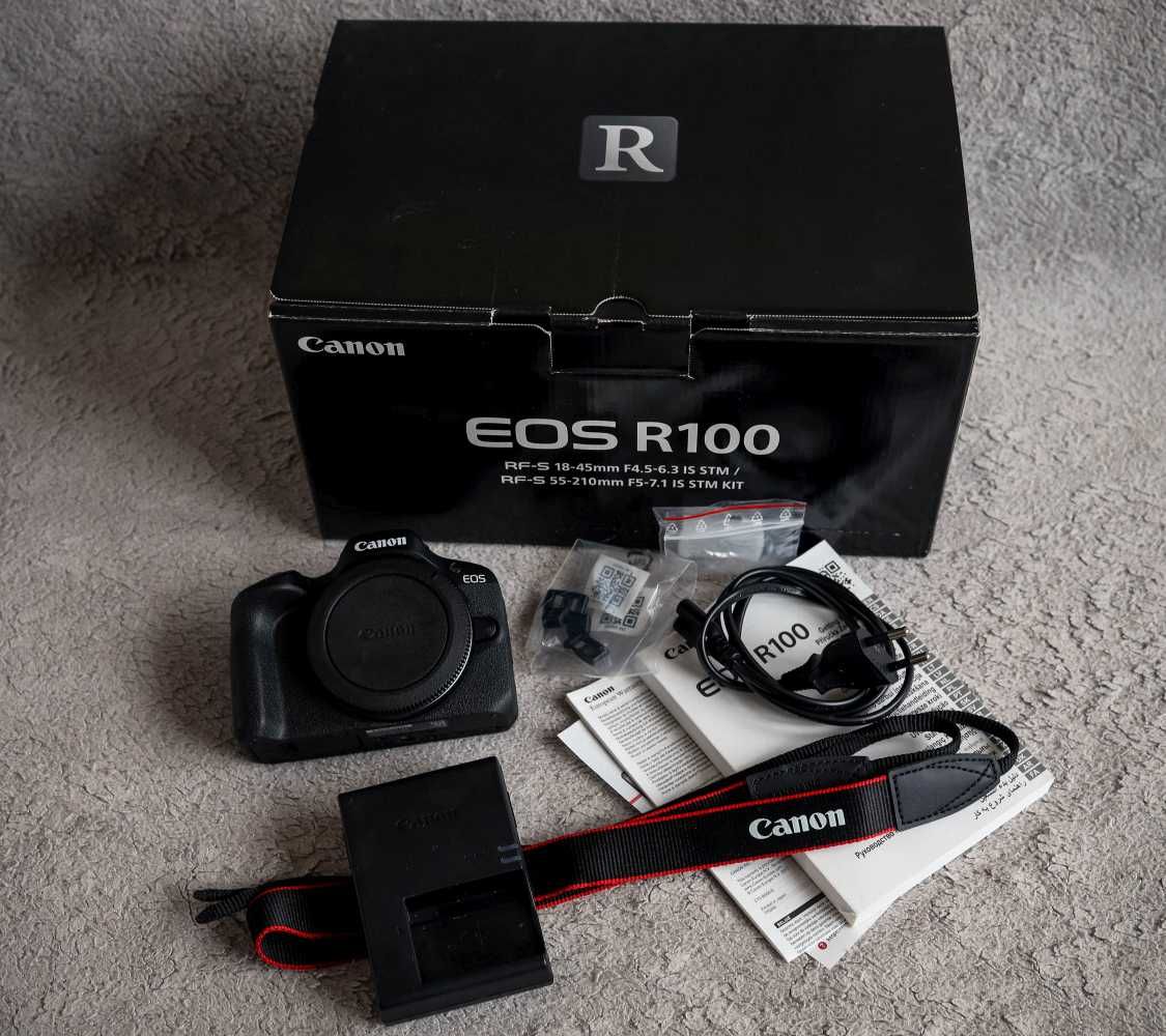 CANON EOS R100 - IDEAŁ, jak nowy - raz użyty. Bezlusterkowiec