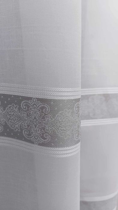 firanka z metra BATYST jasny KREM +szarosci ORNAMNET wys 280 cm
