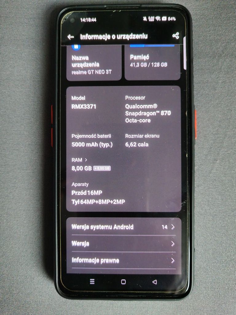 Smartfon Realme GT Neo3T 5G 8/128Gb stan bdb